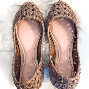 Mini Melissa Mel Dreamed by Melissa Campana Pink Glitter Jelly flats girls sz 1